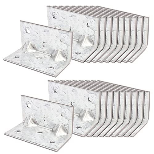 20 PCS 2-3/8" x 1-1/4" x 1-1/4" L Right Angle Bracket, Reinforcing Rib Corner Brace for Wood, Max Load 66 LB - size: 2-3/8" x 1-1/4"