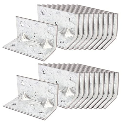 20 PCS 2-3/8" x 1-1/4" x 1-1/4" L Right Angle Bracket, Reinforcing Rib Corner Brace for Wood, Max Load 66 LB - size: 2-3/8" x 1-1/4"