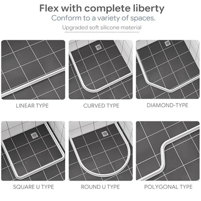 39Inch Shower Threshold Water Dam, Self-Adhesive Silicone Shower Barrier Water Stopper Shower Door Bottom Seal Strip Shower Splash Guard for Bathroom Kitchen Bathtub - color: Black, style: 39 inch