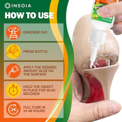 INSOIA Clear Super Glue for Shoe Repair, 20g, Waterproof, Strong, Quick Fix, Bonding Shoe Sole, Boots, Sandals, Sneakers, Leather & Footwear Items - size: 20 Grams * 1 Pack, style: Shoe Glue