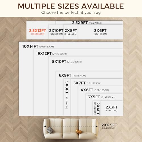 BAGAIL BASICS 2.5 x 13 FT Rug Pad Gripper for Hardwood Floors, Non Slip Rug Pads for Area Rugs, Extra Thick Under Rug Padding, Protect Your Rugs & Floors - size: 2'6" x 13' (Rectangular)