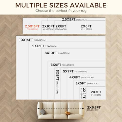 BAGAIL BASICS 2.5 x 13 FT Rug Pad Gripper for Hardwood Floors, Non Slip Rug Pads for Area Rugs, Extra Thick Under Rug Padding, Protect Your Rugs & Floors - size: 2'6" x 13' (Rectangular)