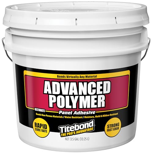 Titebond Ultimate Advanced Polymer Panel Adhesive, 3.5 Gallon Pail – Bonds FRP, Wood, Laminate, PVC, Foamboard, Metal & Non-Porous Surfaces, VOC-Compliant, NFPA Class A Fire Rated – 4319