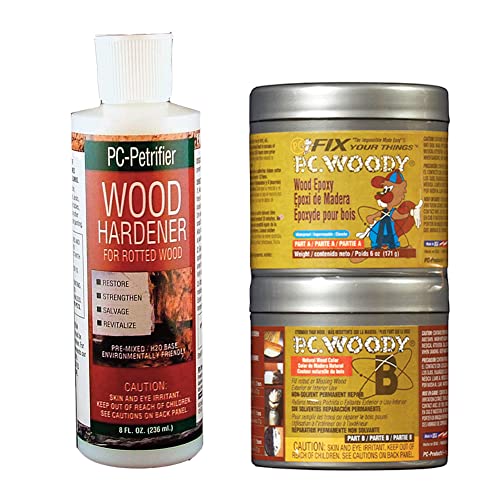PC-Products Wood Repair Epoxy Paste and Wood Hardener Kit, PC-Woody 6 oz and PC-Petrifier 8 oz - size: Woody (6 oz) & Petrifier (8 oz) Kit, style: PC-Woody Kit