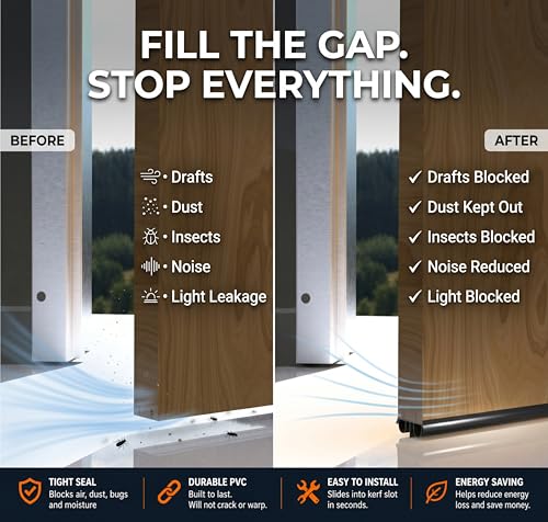 Exterior Door Sweep [2 Pack] – 36 Inch Kerf Weather Stripping with Dual Air Tube Seal & Vinyl Fins | Under Door Bottom Seal Strip for Exterior Doors with Kerf Track | Quiet & Tight Fit