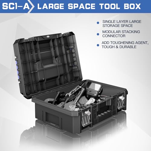 4 Tier Stackable Rolling Tool Box with Wheels | Modular Tool Organizer Box Storage System | Portable Tool Box with Drawers | Tough and Durable | for Garage Storage | Home Repairs | Professional Work - style: 4 Tier Stackable Tool Box