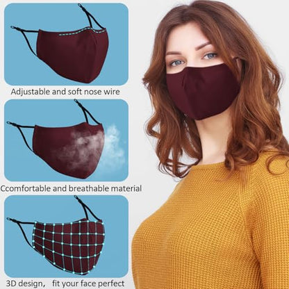18 Pack Reusable Cloth Face Masks Washable Cotton Face Mask Adjustable Breathable Fabric Mask - color: Multicolor