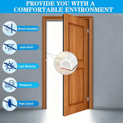 Self Adhesive Weather Stripping Seal, 3/8" W x 1/4" T x 20 FT D Shape Door Seal Strip for Soundproofing and Draft Proofing Door Frame and Windows