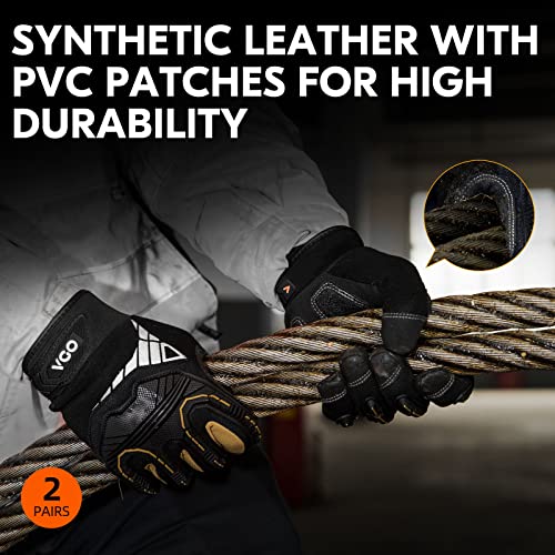 Vgo... 2-Pairs Safety Work Gloves, Mechanics Gloves, Impact Gloves, Anti-Vibration Gloves, Rigger Gloves, Heavy Duty (S, Black, SL8849IP) - color: Black-regular, size: Small (2 Pairs)