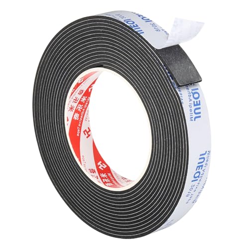PATIKIL 5m/16.4ft Sealing Foam Tape, 20mm Wide 2mm Thick Single Sided Weather Stripping Door Furniture Seal Strip for Window Pipes Insulation, Black - color: Black, size: 5m*20mm*2mm