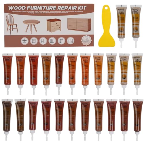 Wood Furniture Repair Kit, 24 Colors Wood Touch up Filler, Repair Scratch, Cracks, Stains, Discoloration for Wood Furniture, Door, Cabinet, Floor, Table Surface Wood - Walnut Series - color: Walnut Series