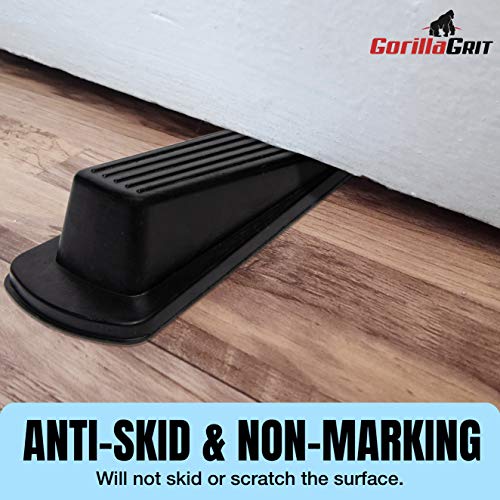Rubber Door Stoppers - Door Stop Wedge, Large Heavy Duty Flexible Door Holder - Black 4 Pack - Non Marking Anti Slip Jammer - color: Black