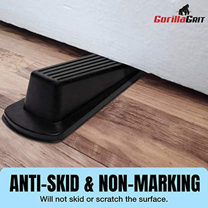 Rubber Door Stoppers - Door Stop Wedge, Large Heavy Duty Flexible Door Holder - Black 4 Pack - Non Marking Anti Slip Jammer - color: Black