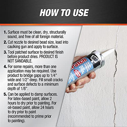Dap 12276 Elastomeric Patch and Caulking Compound, 10.1-Ounce, White (Pack of 2) - size: 10.1 oz (Pack of 2)