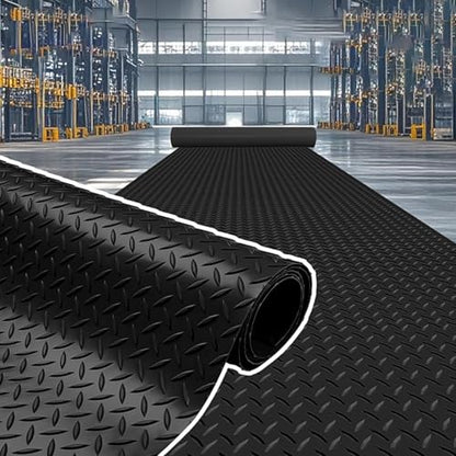 Heavy Duty Floor Mat Rolls, Industrial Non-Slip PVC Workbench Mat for Garage Warehouse Gym Factory, Easy to Cut Flooring Mat, Under Car Parking Mats(5ft x 8ft/1.52m x 2.44m, Black) - size: 5ft x 8ft/1.52m x 2.44m