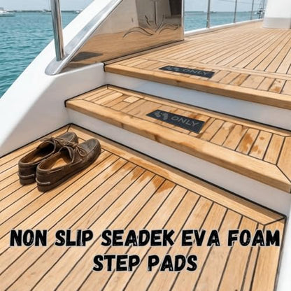 Naked Feet Only 3.5" x 12" Step Pads Non-Slip EVA Foam Step Pad for Boat Gunwales & Ladders, 6mm Brushed Marine Grade Anti-Skid Adhesive Pads (Pair) SeaDek Technology - All Black - color: All Black, size: Step Pad