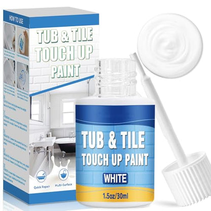 Tub and Tile Paint, White Touch Up Pen for Countertops, Repairs Bathtub, Sinks, and Appliances, Porcelain Paint for Any Scratches Spots (White)
