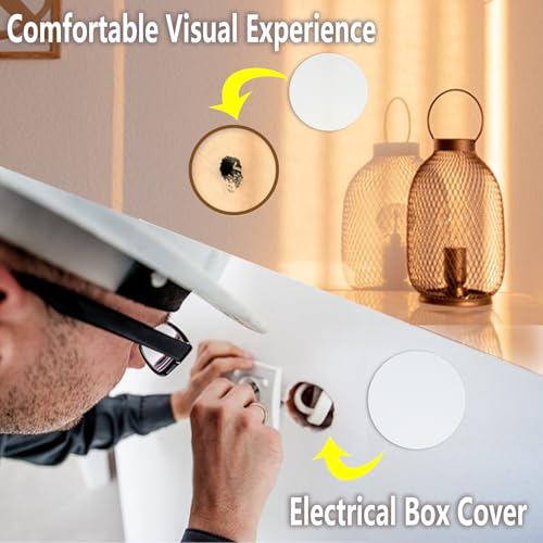 8 Pcs Ceiling Cover Plate, Screwless Wall Hole Cover, Plastic Flat Blank Wall Plate 5.91" with 50 Double-Sided Adhesive Stickers (Round) - style: Round