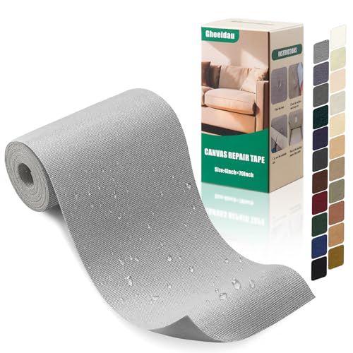 Gheeidau Canvas Repair Tape 4×70 Inch Waterproof Self-Adhesive Fabric Repair Patch for Repairing Boat Covers,Tents,Patio Umbrellas,Car Seats,Luggage,Sofas.(Grey) - color: Grey