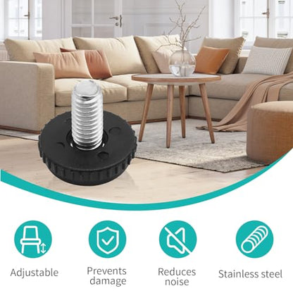 24 Pack 5/16-18 Adjustable Stainless Steel Feet Levelers Furniture Levelers with Threaded Inserts for Chairs Tables Cabinet Patio Furniture