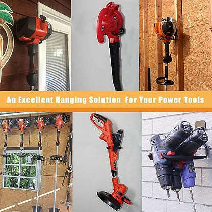 Garden Power Tool Hanger, Garage Wall Hooks, Weedeater Rack, String Trimmer Hanger, Utility Hooks for Garage Tool Organizers and Storage - Black, 4 Pcs - color: Black-4 P