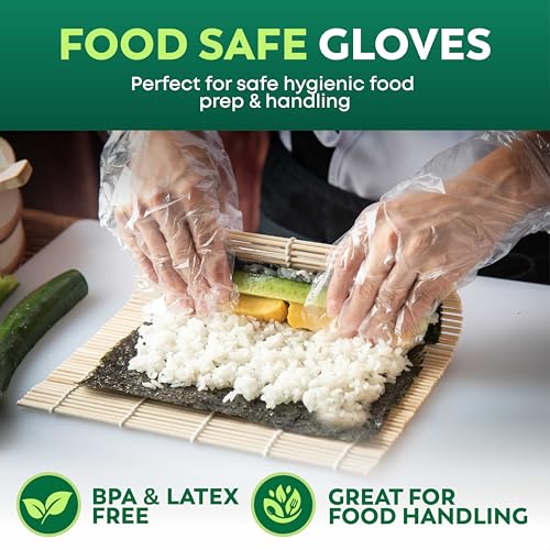 Keppi 600 Pack Disposable Food Prep Gloves – Clear Polyethylene, Latex- BPA & Powder-Free – Bulk Kitchen Gloves for Cooking, Catering, BBQ, Baking, Restaurant Food Handling - color: Poly Gloves, size: Medium