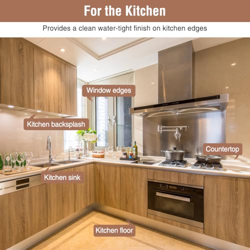Clear Caulk Tape Self Adhesive, DIY Home Improvement Decor Bathroom & Kitchen Waterproof Caulking Tape for Sinks Tubs Showers Counters Back Splash Wall Contact Paper Peel & Stick Easy Installation - style: Clear-1.5IN-10.5FT