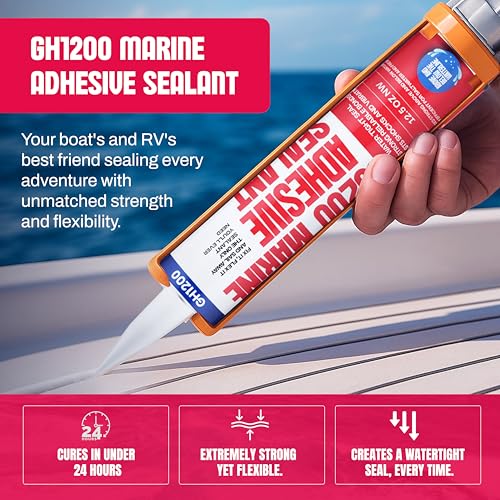 GH1200 5200 Marine Sealant White - 12.5 Oz Smoothly Dispenses Marine Adhesive with Caulk - Above & Under Water Sealant - Marine Glue Waterproof & UV Resistant - Fast Curing Permanent Seals - style: 12.5 Oz White