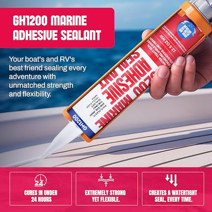 GH1200 5200 Marine Sealant White - 12.5 Oz Smoothly Dispenses Marine Adhesive with Caulk - Above & Under Water Sealant - Marine Glue Waterproof & UV Resistant - Fast Curing Permanent Seals - style: 12.5 Oz White
