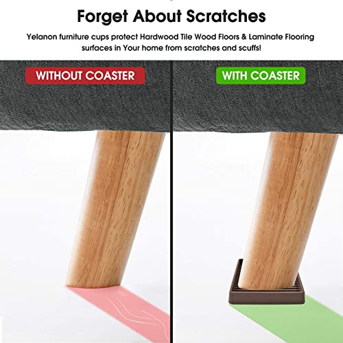 Furniture Coasters,8 Pcs 3" Furniture Caster Cups-Non Slip Furniture Pads Hardwoods Floors-Non Skid Furniture Grippers,Rubber Furniture Feet - color: 8pcs3"square Brown Star