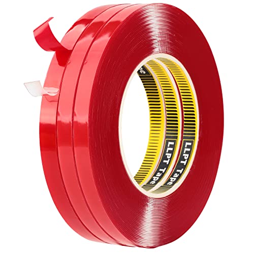 LLPT Double Sided Tape Acrylic Waterproof Permanent Mounting Tape 0.4 Inch x 108 Ft Total for Nail Box Home Deco and LED Strips Lights (AC0400) - size: 0.4" Width