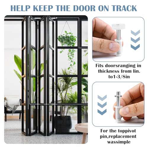 4 Pcs Spring Loaded Bi-Fold Door Hardware Kit - Top Roller Guide Wheel and Pivot for Folding Closet Doors, Bifold Repair Kit