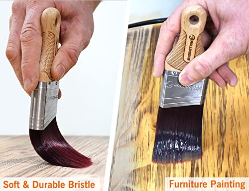 ROLLINGDOG 2 Inch Trim Brush - Short Handle Angled Paint Brush for Painting Walls, Furniture, Cutting in, Trim, Detail Painting - color: Wooden Handle(pack of 1)