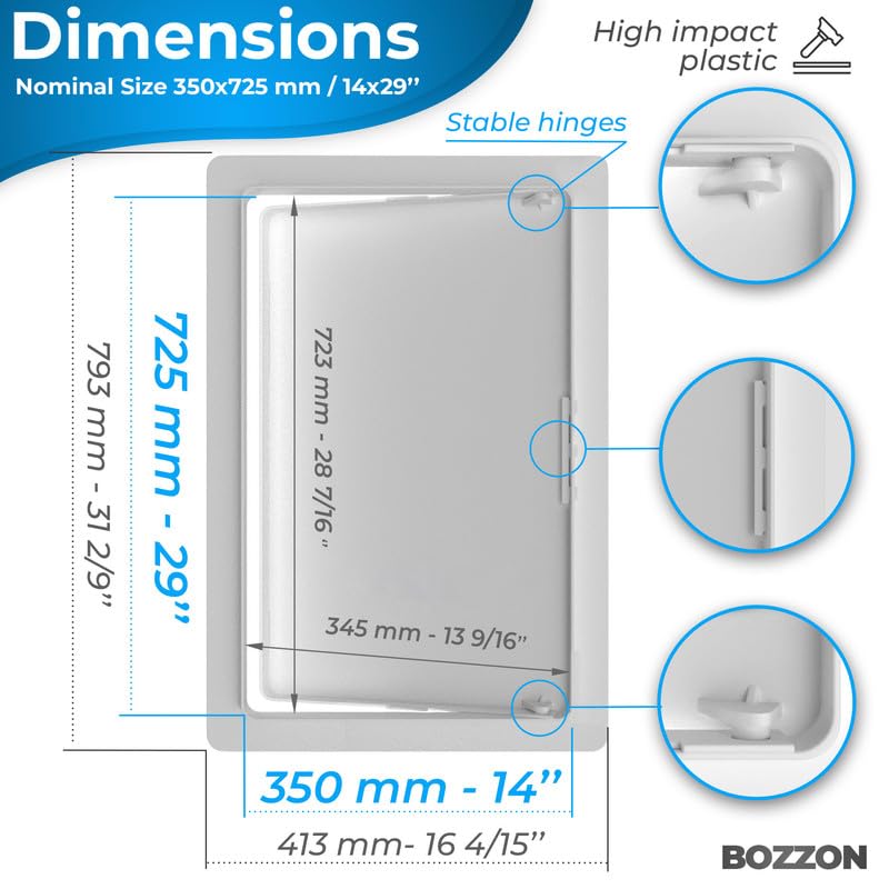 Access Panel for Drywall - 14 x 29 inch - Wall Hole Cover - Access Door - Plumbing Access Panel for Drywall - Heavy Durable Plastic White - size: 14 x 29