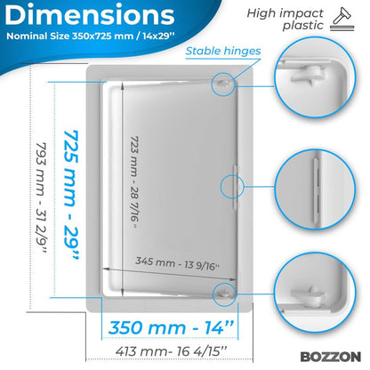 Access Panel for Drywall - 14 x 29 inch - Wall Hole Cover - Access Door - Plumbing Access Panel for Drywall - Heavy Durable Plastic White - size: 14 x 29
