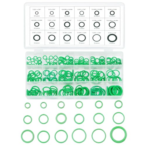 270PCS Seal Gasket Washer, Car Air Conditioning AC O Ring Kit, Seal O-Ring Assortment Kit, Universal Vehicle Repair Tool for Door, Window, Home Appliances (Green)