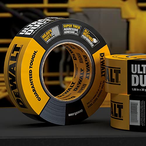 DEWALT Ultra Tough Duct Tape, 1.88 in x 30 yd, Heavy Duty, Ultra Strong, Aggressive Adhesive, All-Weather, 2 Rolls, Black - size: 30-Yard Roll, style: 2-Pack