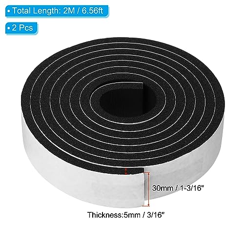 PATIKIL Foam Weather Stripping for Doors, 2 Rolls 1-3/16" W x 3/16" T Foam Seal Tape Adhesive Insulation Strip for Door Window Air Conditioning, Black(13 Ft Total Length in 2 Rolls) - size: 1-3/16" W x 3/16" T