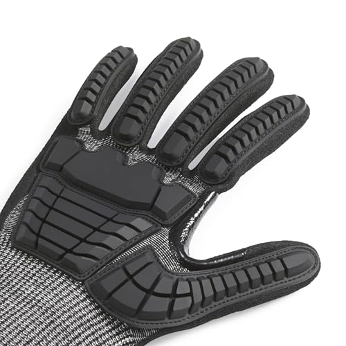 Amazon Basics Impact Protection Work Gloves, Cut Level A2, ANSI Level 4 Abrasion, Touchscreen Compatible, 15G Sandy Nitrile Palm, XX-Small, Black with Red Edge - size: XX-Small
