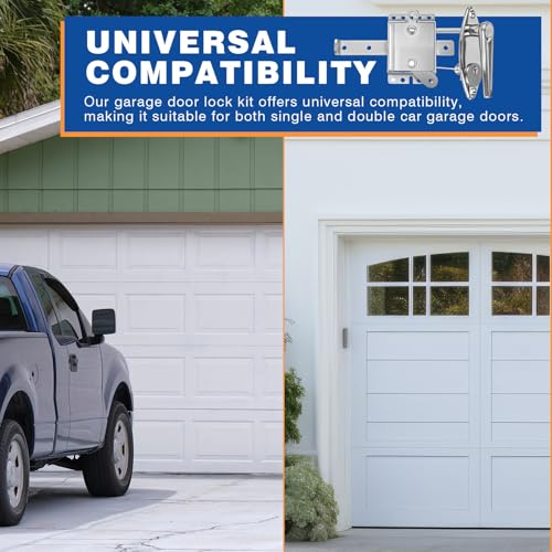 MorningRo 1 Set Garage Door Lock Kit Universal L-Handle Lock with Inside Side Latch Keys Garage Door Repair Parts Replacement Hardware Kit for Home Improvement