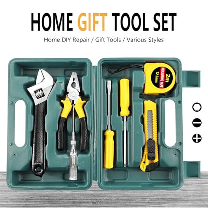 MAYWILLA 8 Piece Hand Tool Kit Basic Set,General Household Repair Small Home Tool Kit with Storage BoX for Car Maintenance,Home,DIY,Office,Garage