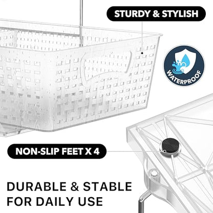 Simple Houseware 2 Tier Bathroom Organizer Tray Pull-Out Sliding Drawer/Under-Sink Storage, Clear - color: Clear