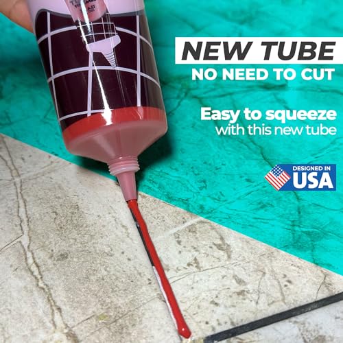 PentaUSA Tile Grout Repair Kit - Red Premixed Acrylic Sanded Grout, Water-Resistant Grout Filler for Bathroom&Shower, Kitchen Floor, Fast Drying, with Applicator, 13.4 oz (380g) - style: Red