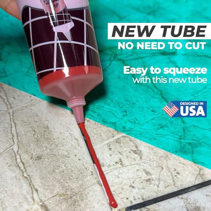 PentaUSA Tile Grout Repair Kit - Red Premixed Acrylic Sanded Grout, Water-Resistant Grout Filler for Bathroom&Shower, Kitchen Floor, Fast Drying, with Applicator, 13.4 oz (380g) - style: Red