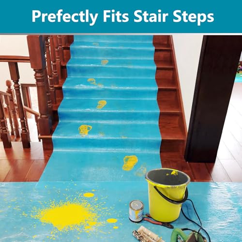 Temporary Floor Protection for Construction Projects, Floor Protection Film-Protects Hardwood, Tile, Carpet, Countertops, Bathtubs and More,Coverage of 325 SQFT (39.5''x100') - size: 39.5''x100'-Blue