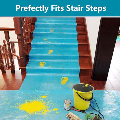 Temporary Floor Protection for Construction Projects, Floor Protection Film-Protects Hardwood, Tile, Carpet, Countertops, Bathtubs and More,Coverage of 325 SQFT (39.5''x100') - size: 39.5''x100'-Blue