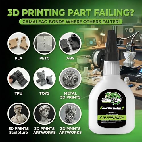 3D Printing Super CA Glue 1oz +1g Kit, Quick-Fix Clear Glue for PLA ABS PETG TPU, High Strength Instant Cyanoacrylate Adhesive for DIY Craft, Hobby Model, Vertical Surfaces - size: 1 Oz., style: 3D Printing Glue