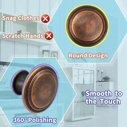 8 Pack Dresser Knobs,Kitchen Cabinet Knobs,Antique Brass Drawer Knobs,as The Replacement Knobs for Dresser,Desk,Kitchen Cupboard,Bathroom Cabinet,Vanity,Bifold Closet Door (Bronze-8 Pack)