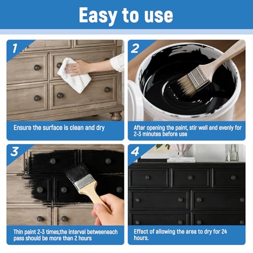 All-in-One Black Paint Black Touch-Up Paint for Metal, Furniture, Cabinets, Wood, Appliances, Clay, DIY Crafts, Walls, Acrylic Enamel Multi Surface Water Based Fast Drying, 5.3 Fl Oz - color: Black - 5.3 oz