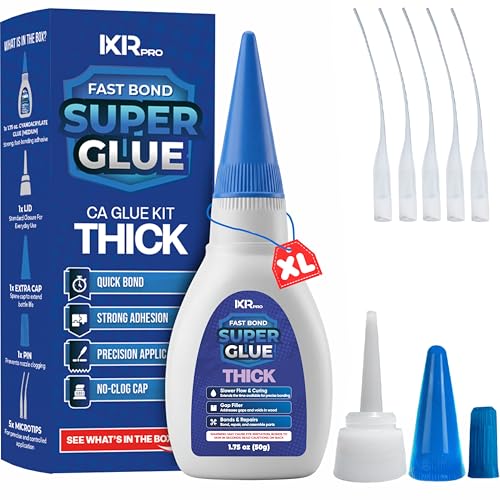 CA Glue Thick Viscosity Kit,1.75 oz. Cyanoacrylate Glue, Heavy-Duty Super Glue for Gap-Filling, Wood, Metal, Plastic, Furniture Repair, High-Strength Adhesive for Vertical and Overhead Surfaces - size: 1 Pack, style: Thick CA Glue